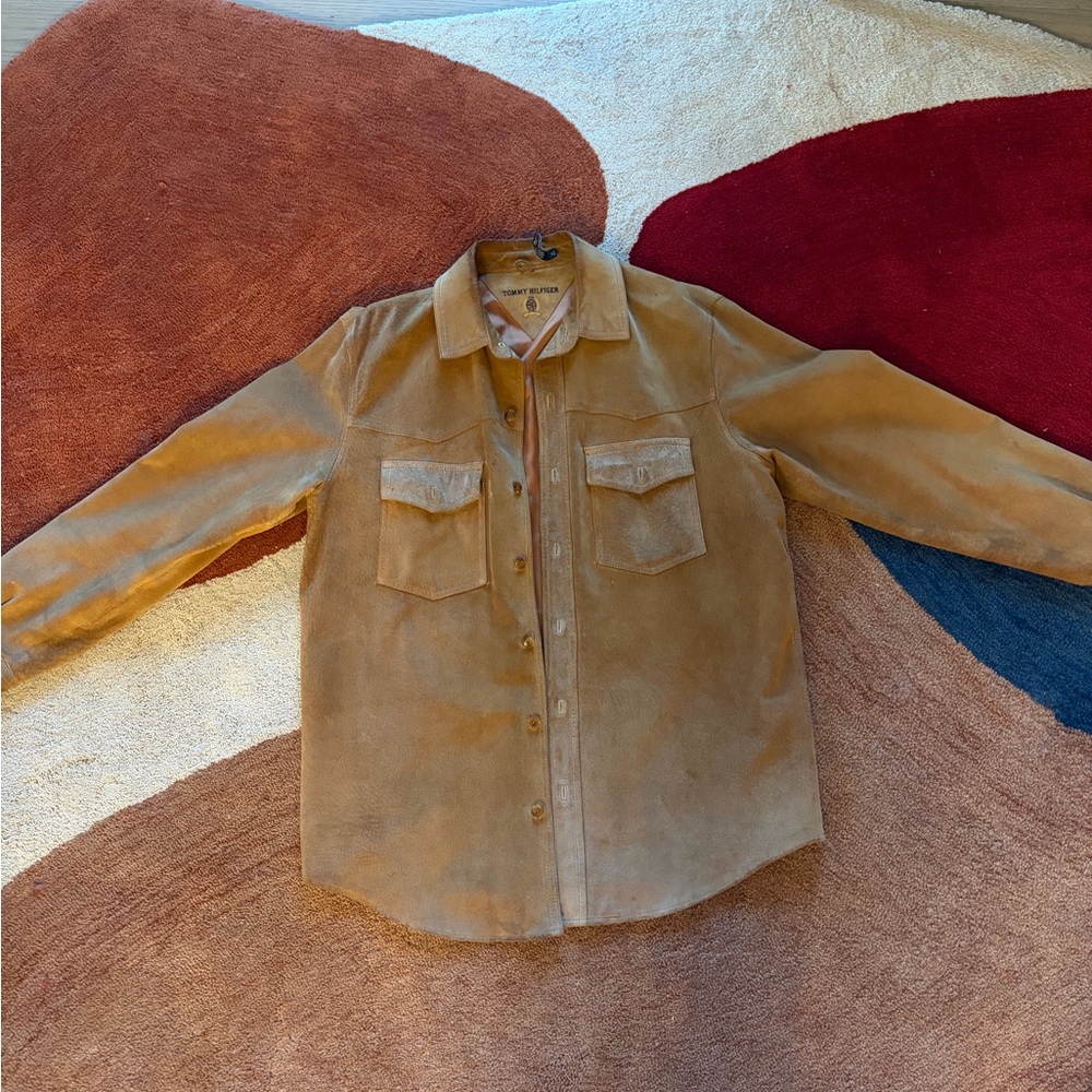 Tommy Hilfiger Tan Suede Button-Up Jacket